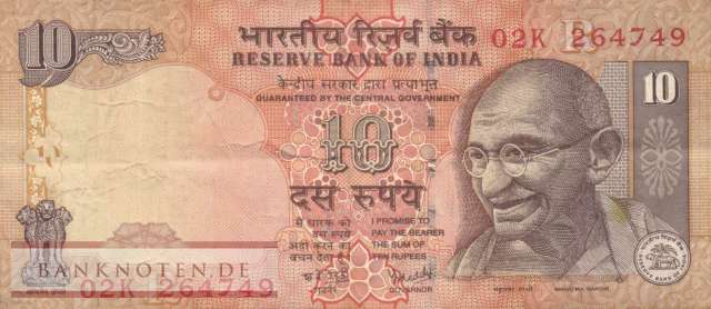 India - 10  Rupees (#095c_F)