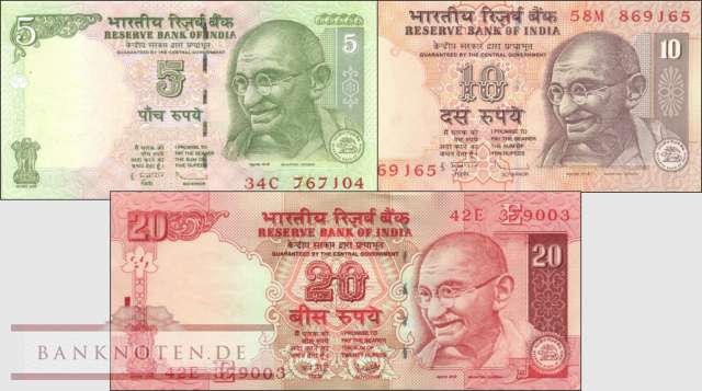 Banknoten De Indien Indien 5 Rupien 3 Banknoten Banknoten