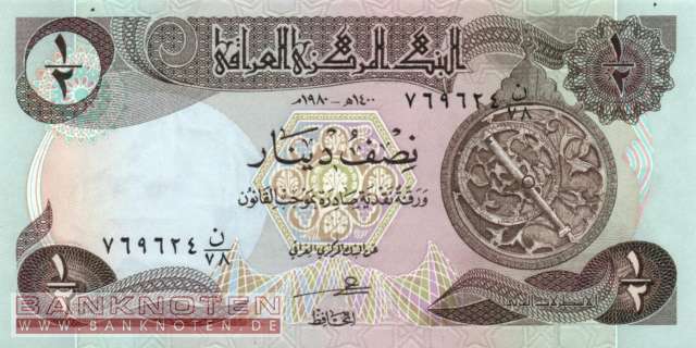 Irak - 1/2  Dinar (#068a-80_UNC)