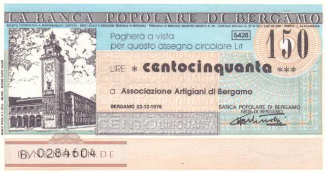 Banca Popolare di Bergamo - 150  Lire (#06m_22_12_UNC)