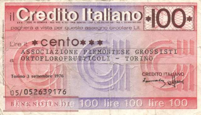 Credito Italiano - Torino - 100  Lire (#06m_74_22_F)