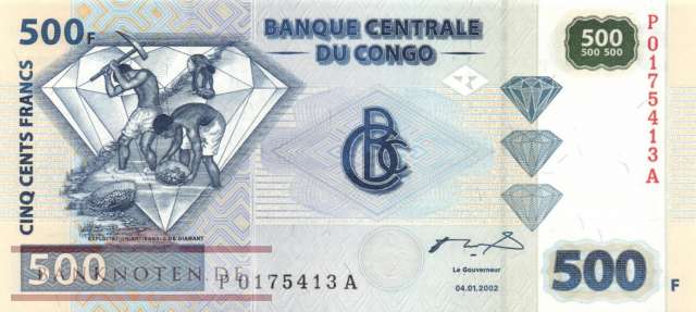 Congo, Democratic Republic - 500  Francs (#096a-2_UNC)