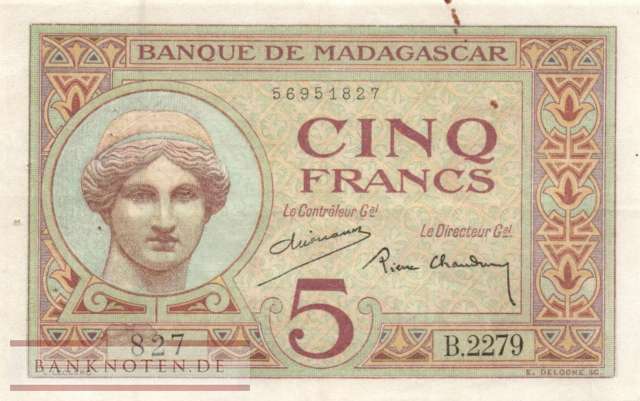 Madagaskar - 5  Francs (#035-U2_VF)