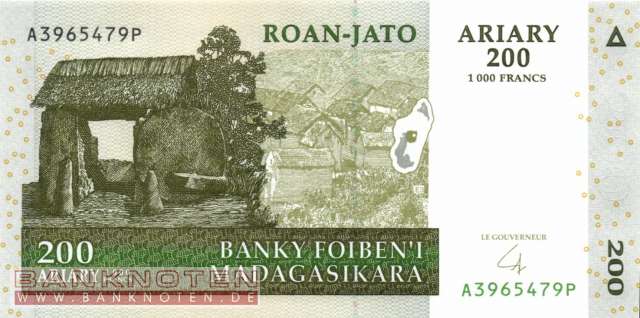 Madagaskar - 200  Ariary (#087b_UNC)