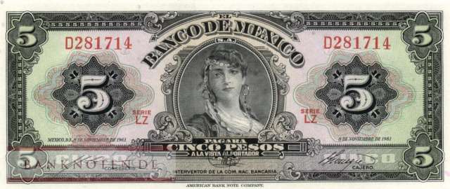 Mexico - 5  Pesos (#060g-LZ_UNC)