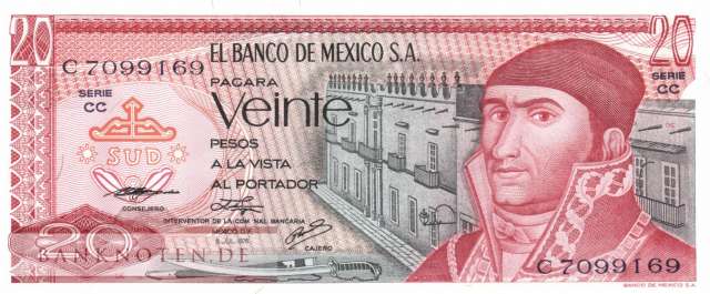 Mexico - 20  Pesos (#064c-CC_UNC)