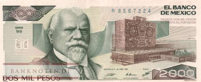 Mexico - 2.000  Pesos (#086b-BG_UNC)