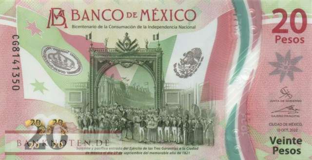 Mexico - 20  Pesos - Gedenkbanknote (#132g-U2_UNC)
