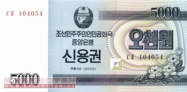 Nordkorea - 5.000  Won - Scheck (#057A_UNC)