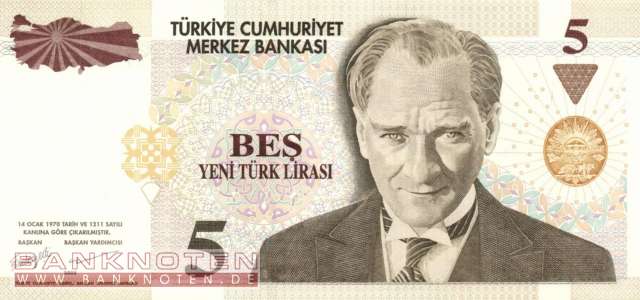 Türkei - 5  New Lira (#217-2_UNC)