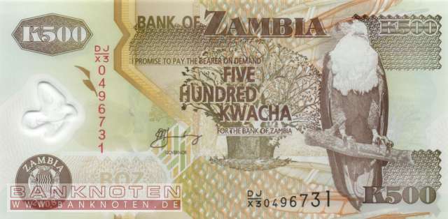 Sambia - 500  Kwacha - Ersatzbanknote (#043fR_UNC)