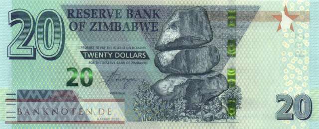 Zimbabwe - 20  Dollars (#104a_UNC)